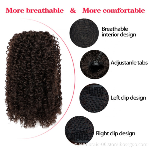 Short Afro Curly Ponytail Hair Piece for African American Black Women Ponytail Extension Afro Drawstring Curly Ponytail